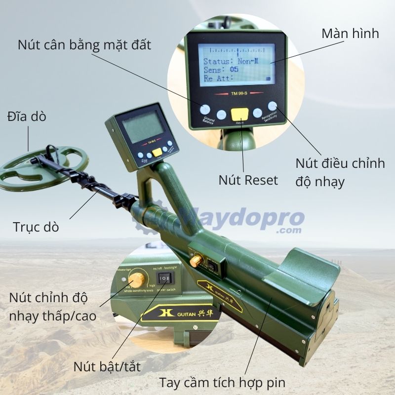 Cấu tạo chính của máy dò kim loại TM-99S