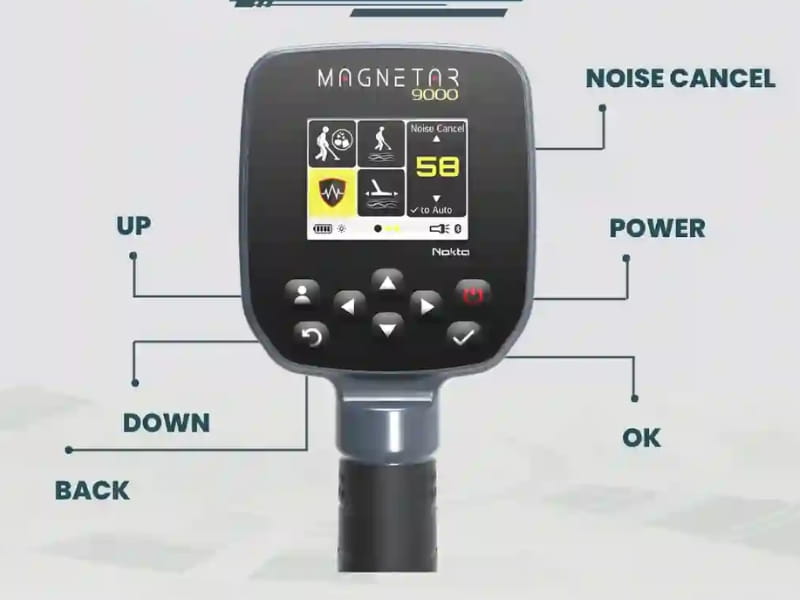 Màn hình điều khiển của máy dò vàng Nokta Magnetar 9000